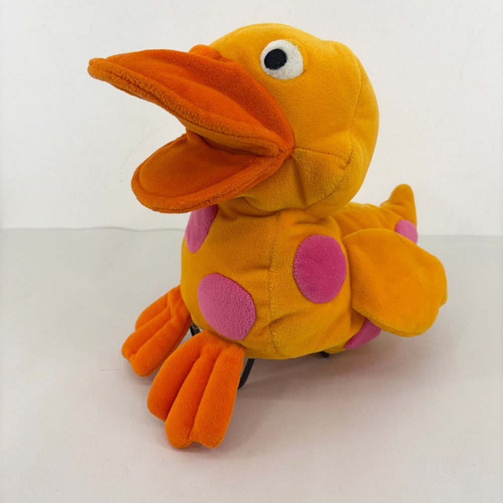 Gymboree Orange Pink Polka Dot Duck Plush Hand Puppet Vintage Toy Y2K